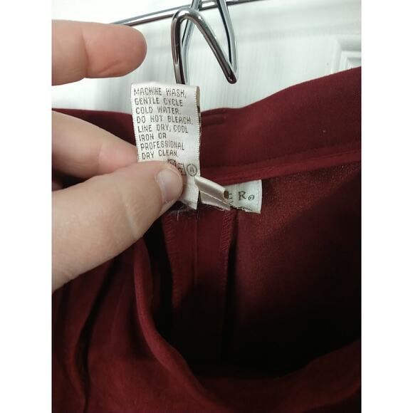 Doncaster Woman 14 Pants Red Trouser Suede Feel Flat Front Straight Leg - Picture 9 of 11